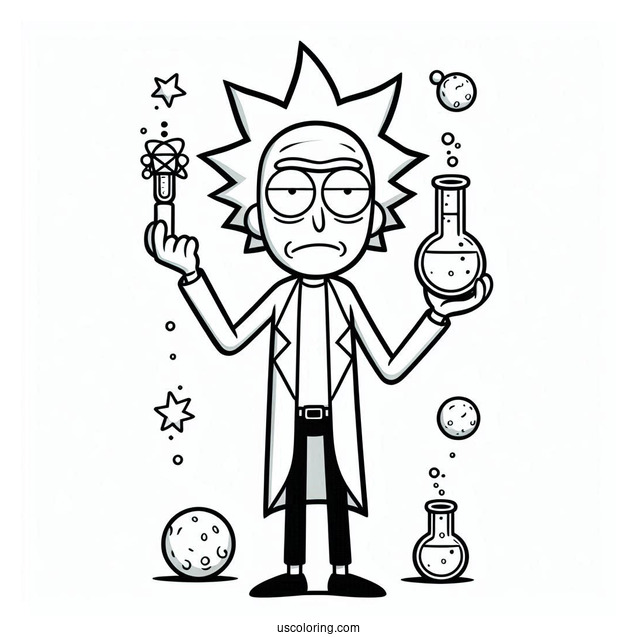 Rick and Morty Coloring Page Of Easy Rick Sanchez Outline For Preschoolers