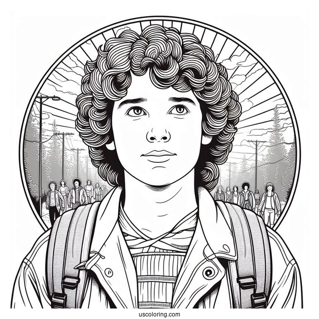 Dustin Henderson Coloring Page