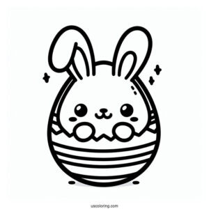 Easy Kawaii Bunny Easter Egg Coloring Page For Preschoolers