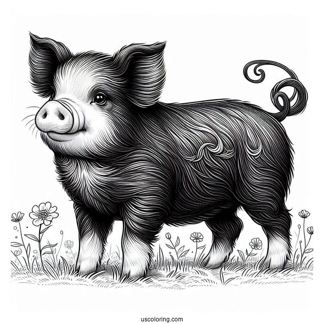 Bentheim Black Pied Pig On Farm