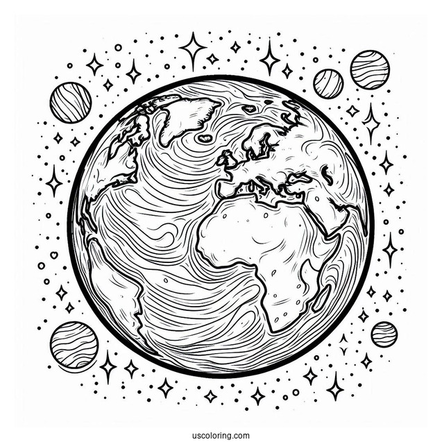 View Of Earth From Space Coloring Page