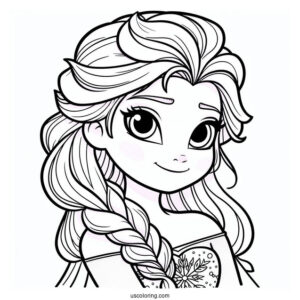 Elsa As A Kid Easy Coloring Sheet