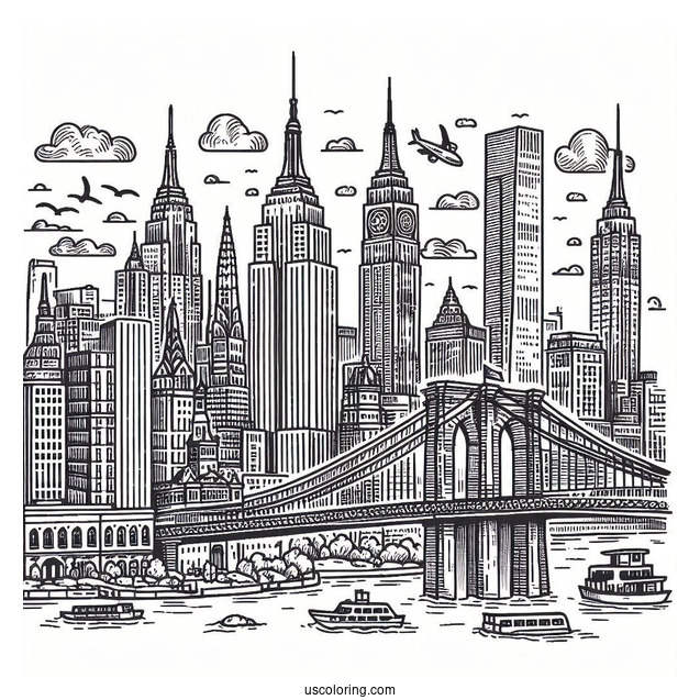 New York Coloring Page Of Elements