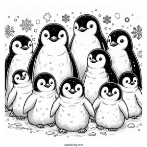 Colony Of Emperor Penguin Coloring