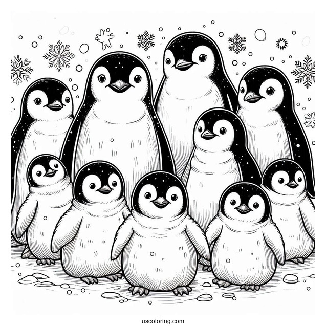 Colony Of Emperor Penguin Coloring