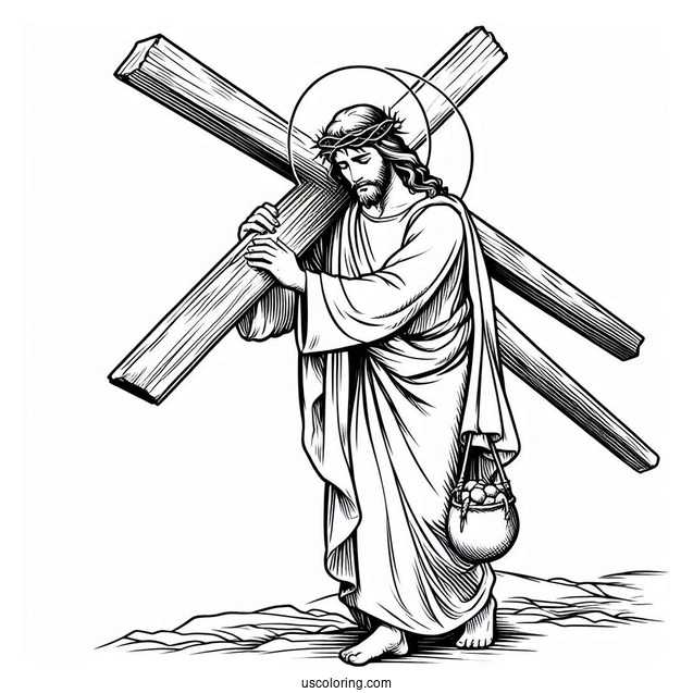 Christ Carrying The Cross Coloring Sheet