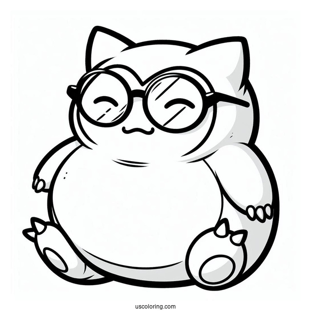 Snorlax Coloring Page Wearing Eyeglasses