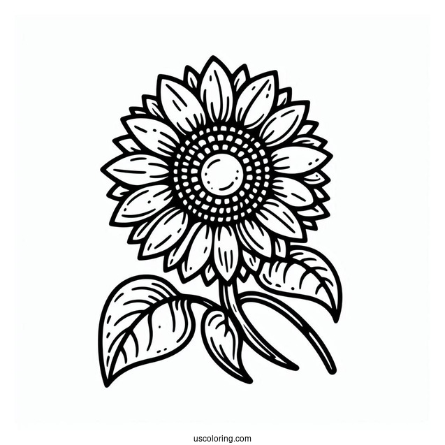 Simple Kids Sunflower For Coloring In