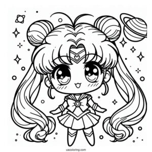 Chibi Sailor Jupiter Coloring In For Preschoolers