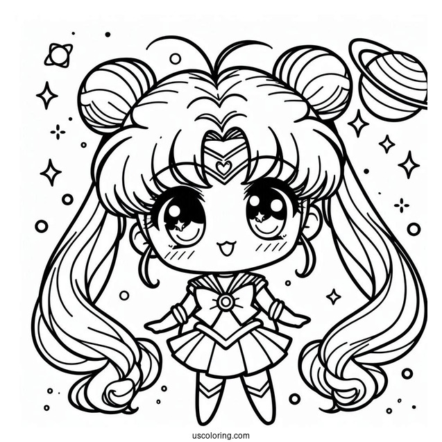 Chibi Sailor Jupiter Coloring In For Preschoolers