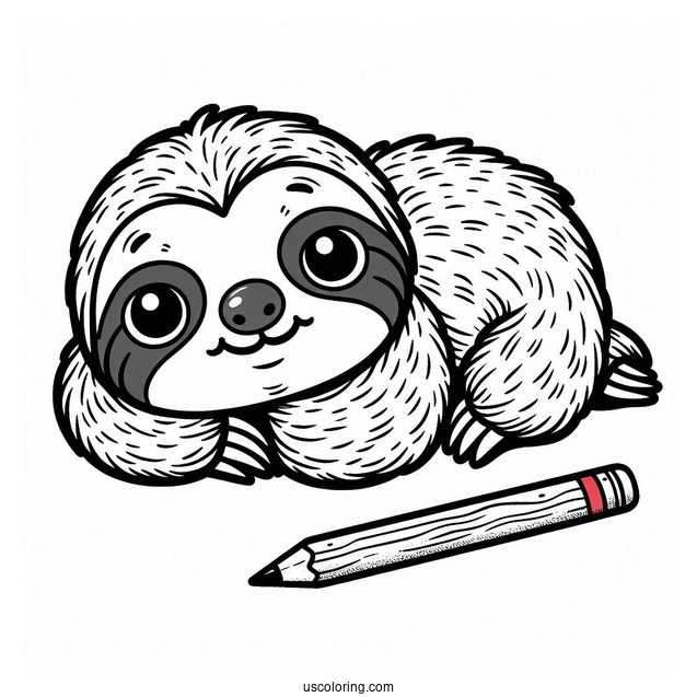 Easy Baby Sloth Coloring Sheet For Preschoolers
