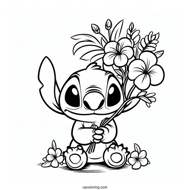 Easy Coloring Page Of Lilo and Stitch For Kids