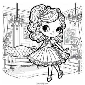 Polly Pocket Coloring Page Of Griselle Grande In The Living Room