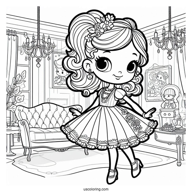 Polly Pocket Coloring Page Of Griselle Grande In The Living Room