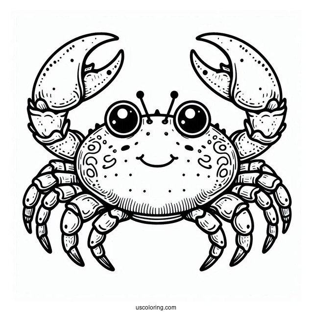 Crab Coloring Page With Detailed Shell