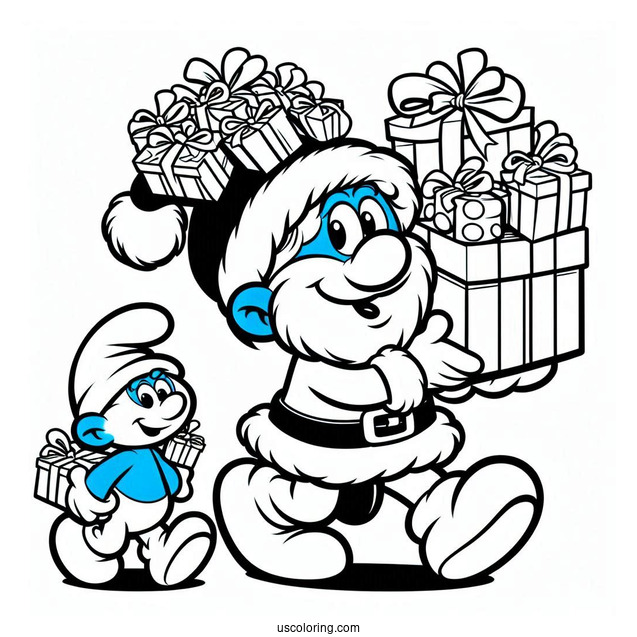 Santa Smurf Carrying Christmas Presents