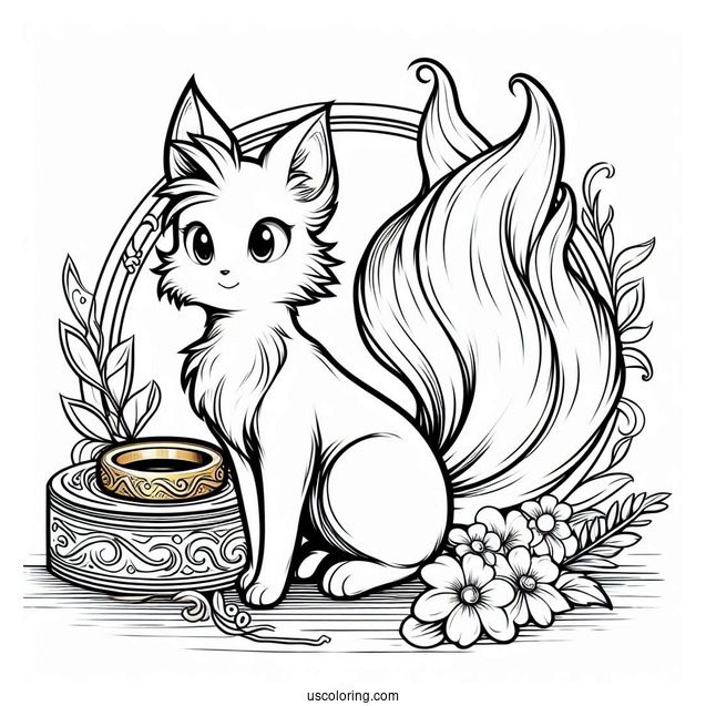 Tails Coloring Page In Front Of The Gold Ring