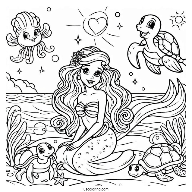 Ariel With Her Sea Creature Friends