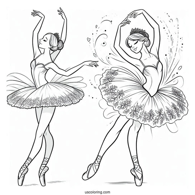 Ballerina Dancing Coloring Page