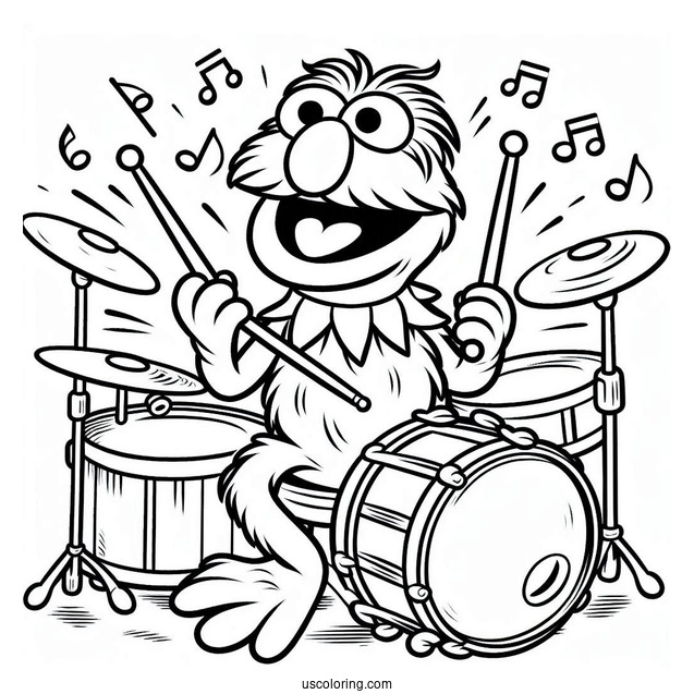 Muppets Coloring Page Of Animal Playing The Drums