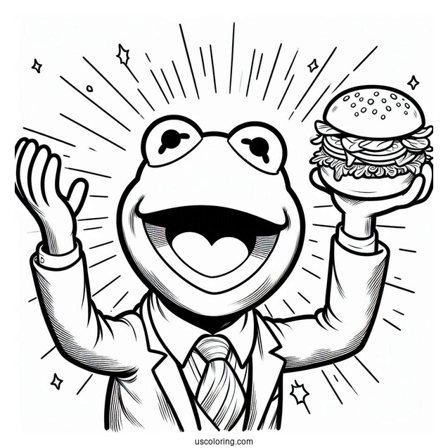 Muppets Coloring Page Of Happy Kermit The Frog For Kids