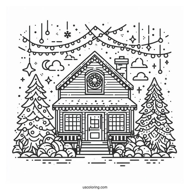 Christmas Lights On House To Color