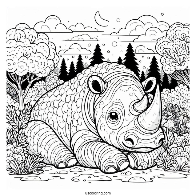 Woolly Rhino Coloring Sheet