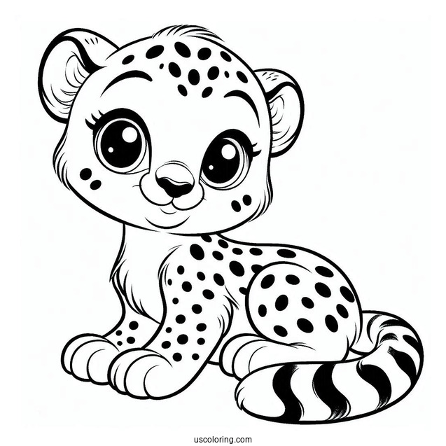 Easy Outline Of Friendly Cheetah Coloring Page