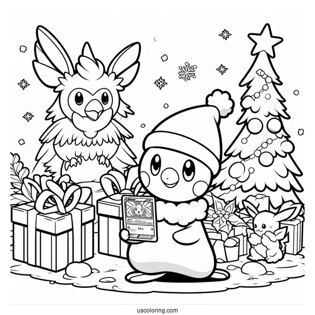Pokemon Christmas Coloring Page V Card