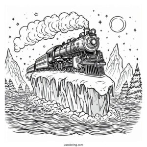 Polar Express Coloring Page Of On An Iceberg