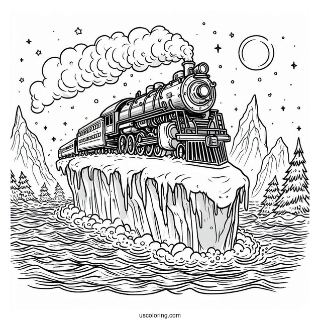 Polar Express Coloring Page Of On An Iceberg