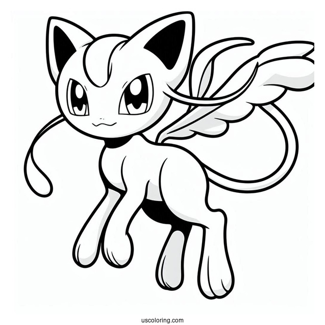 Mew Coloring Page With Mewtwo