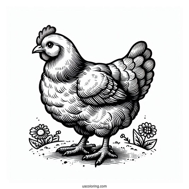 Rhode Island Red Chicken Coloring Page