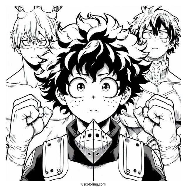 Deku Coloring Page Izuku Midoriya With Shoto Todoroki