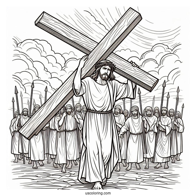 Christ Carrying The Cross Coloring Sheet