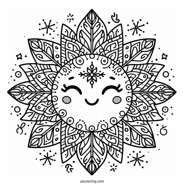 Easy Smiling Snowflake Coloring Page for Preschoolers