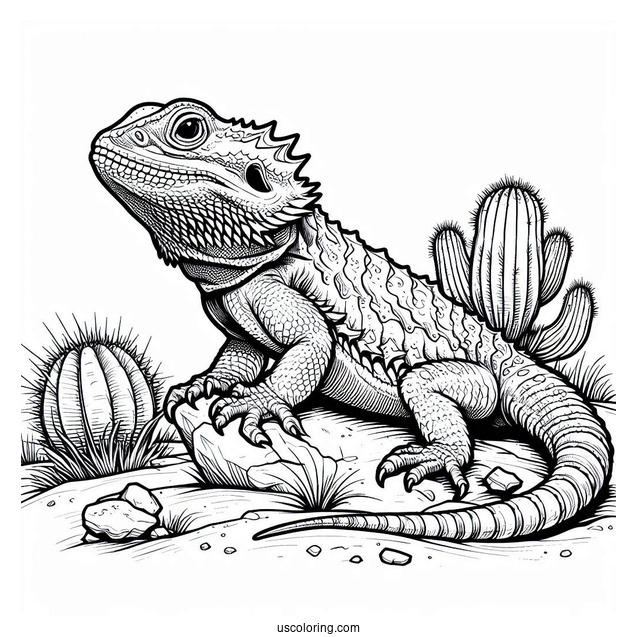 Texas horned lizard Coloring Page In Desert