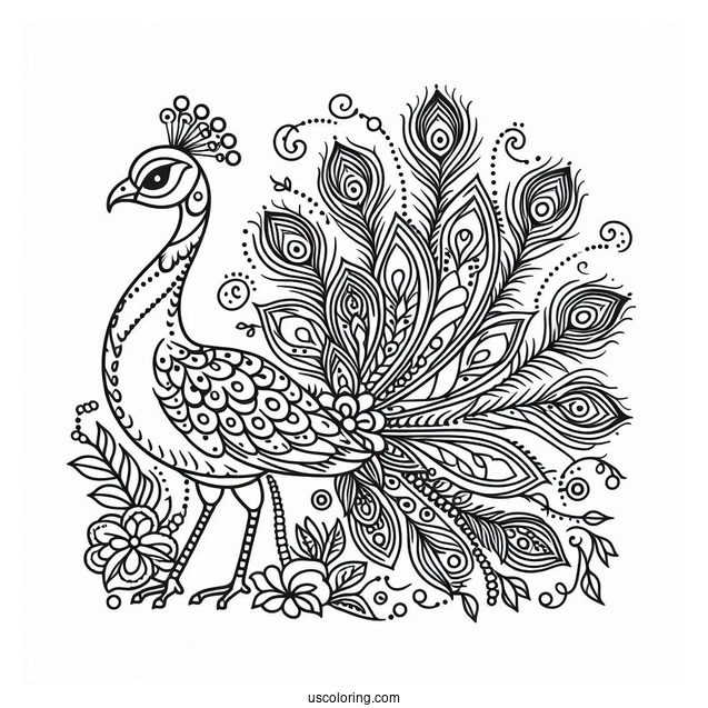 Simple Peacock Coloring Picture For Kids