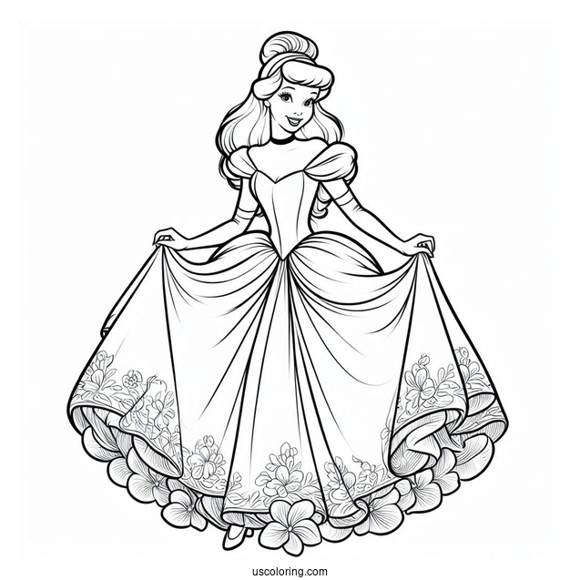 Cinderella In Normal Clothes Coloring Picture