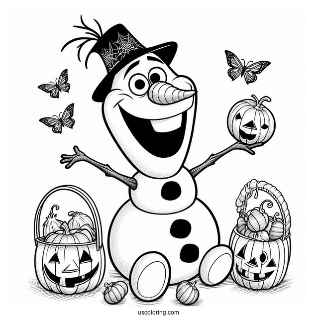 Halloween Themed Olaf Coloring Sheet