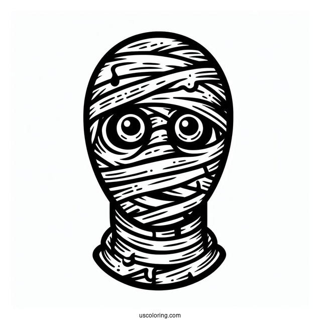 Scary Mummy Coloring Page Face