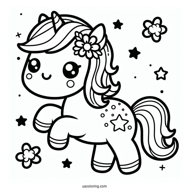 Adorable Kawaii Horse To Color For Kids