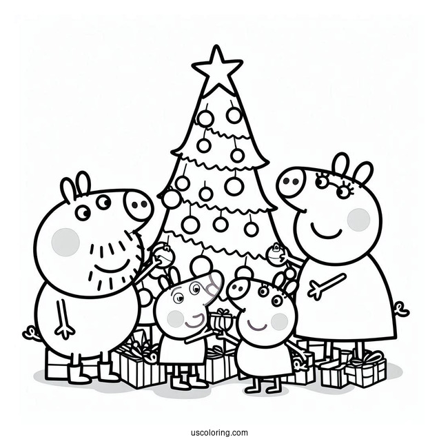 Peppa Pig Family Setting Up Christmas Tree