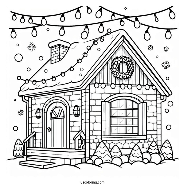 Christmas Lights On House To Color