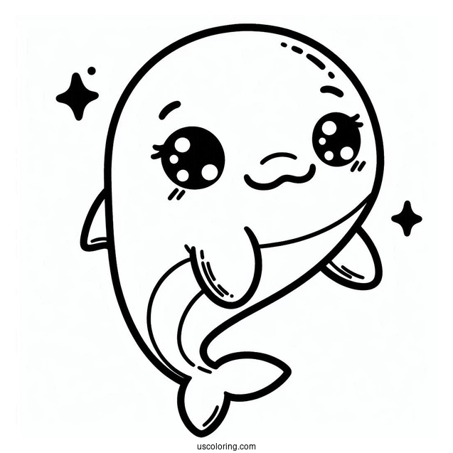 Cute Kawaii Dolphin To Color