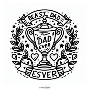Father's Day Coloring Page Of Best Dad Ever Trophy