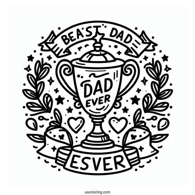 Father's Day Coloring Page Of Best Dad Ever Trophy