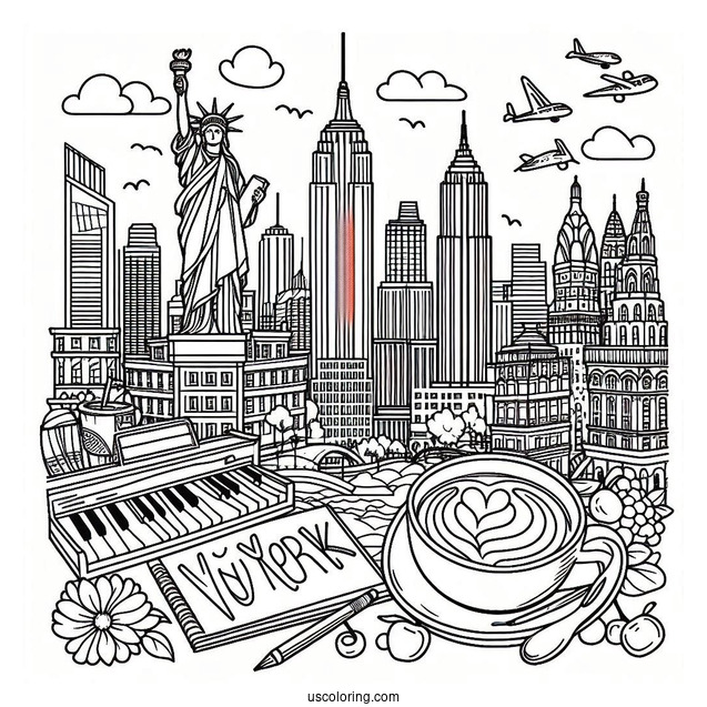 New York Coloring Page Of We Are Happy To Serve You Cup
