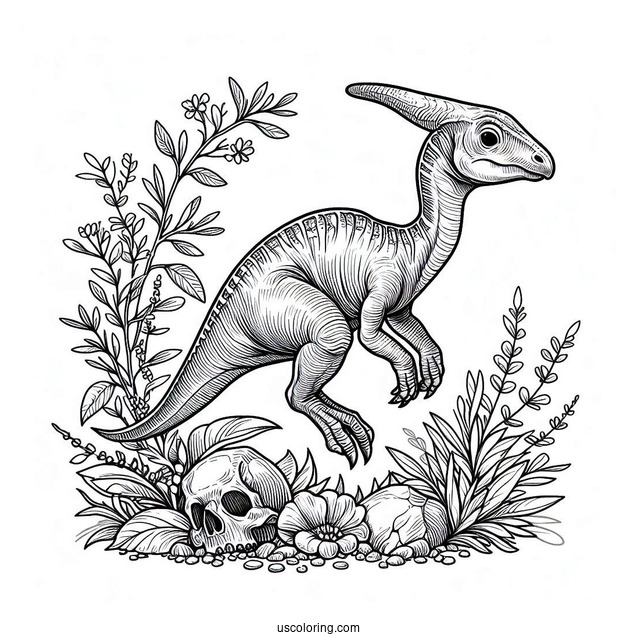 Parasaurolophus Coloring Page Fossil
