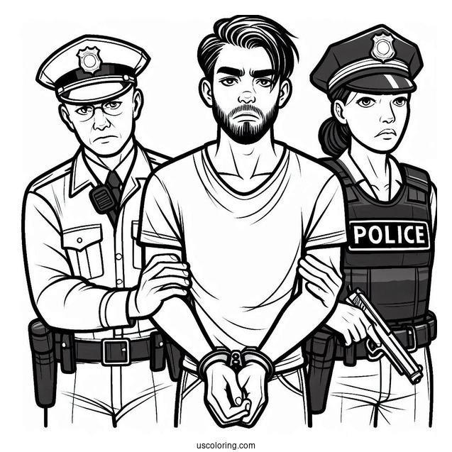 Criminal Being Arrested By Police Man To Color